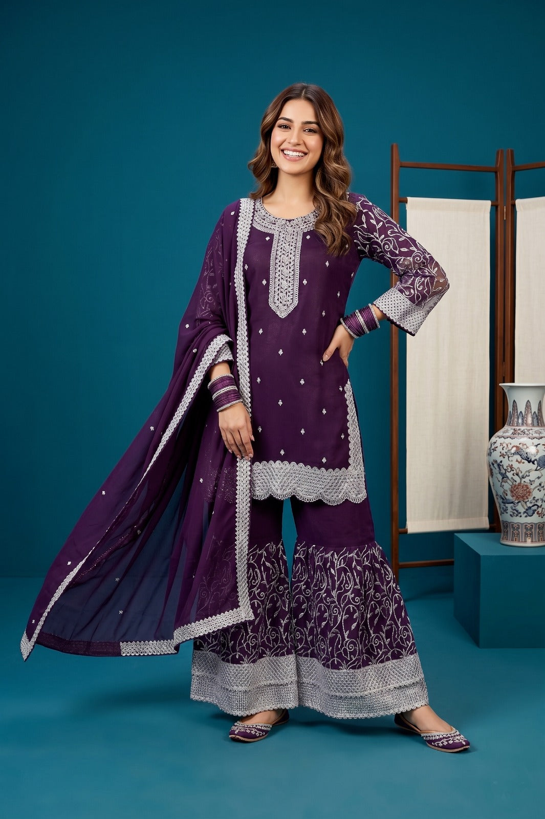 Premium Crinkle Chiffon 3-Pcs Stitched Dress
