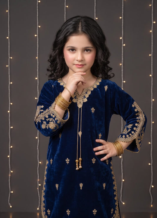 Kids Golden Tilla Velvet 2-Pcs