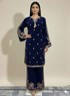 New Stunning bell-bottom styleWinter Stitched Velvet Embroidered 2-Piece Suits