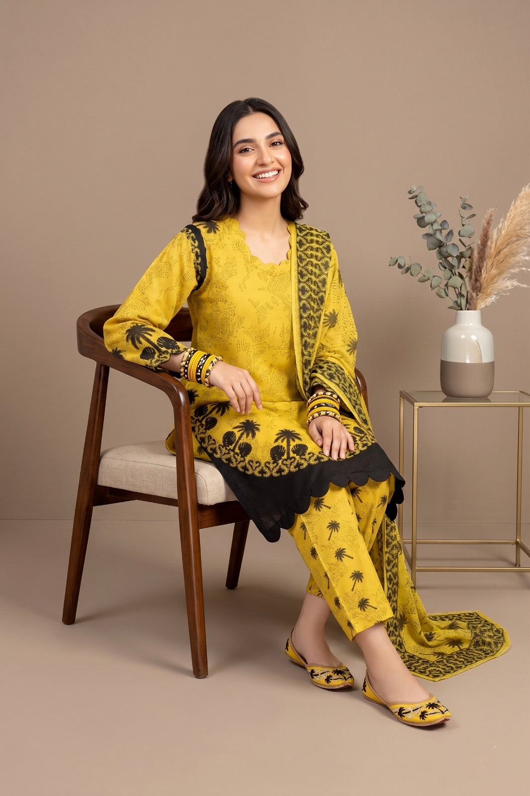 Bin Saeed Inspired Printed Lawn 3-Pcs Stitched Suit