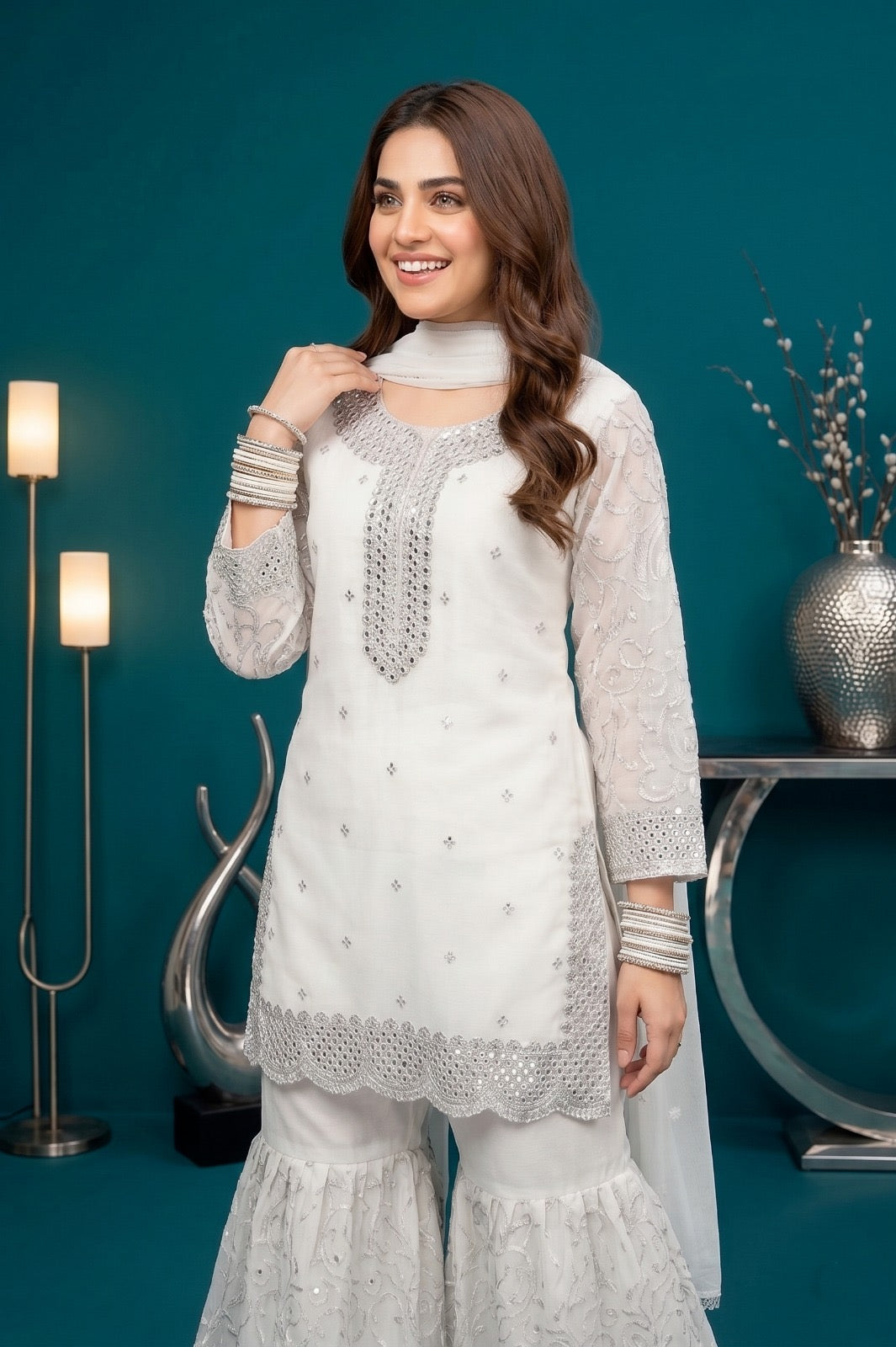 Premium Crinkle Chiffon 3-Pcs Stitched Dress