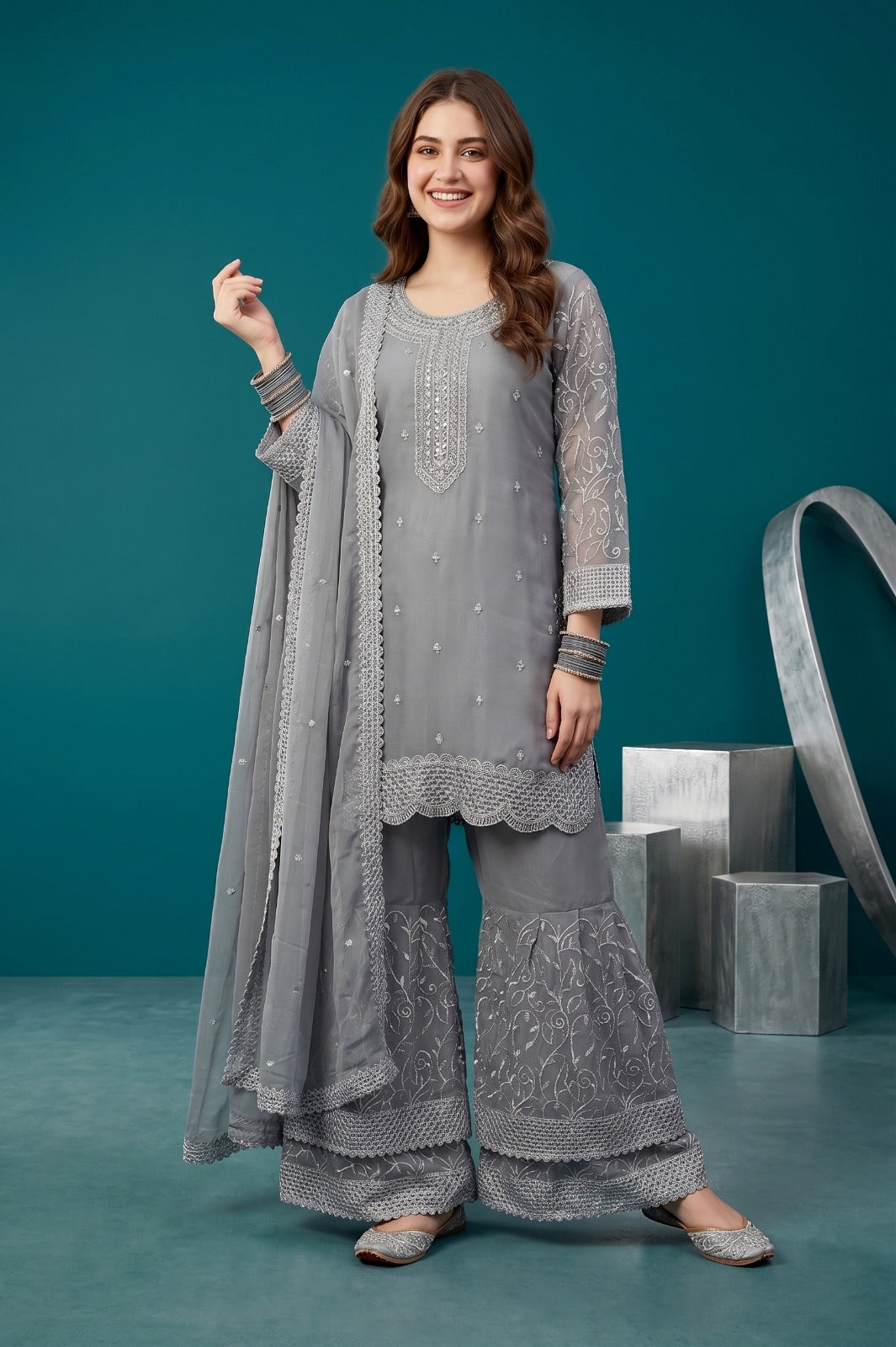 Premium Crinkle Chiffon 3-Pcs Stitched Dress