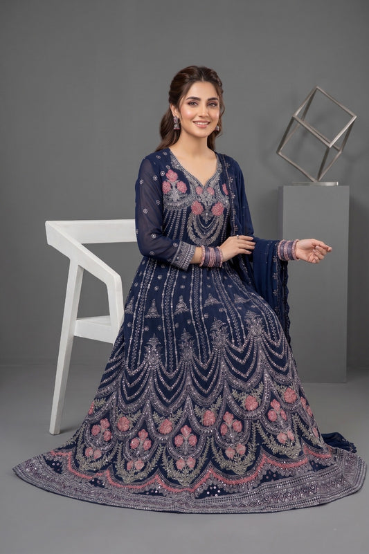 Emaan Adeel Eshaal Chiffon Collection (ESH-08) | Luxury Embroidered Pishwas Maxi | Pehnavaa Store