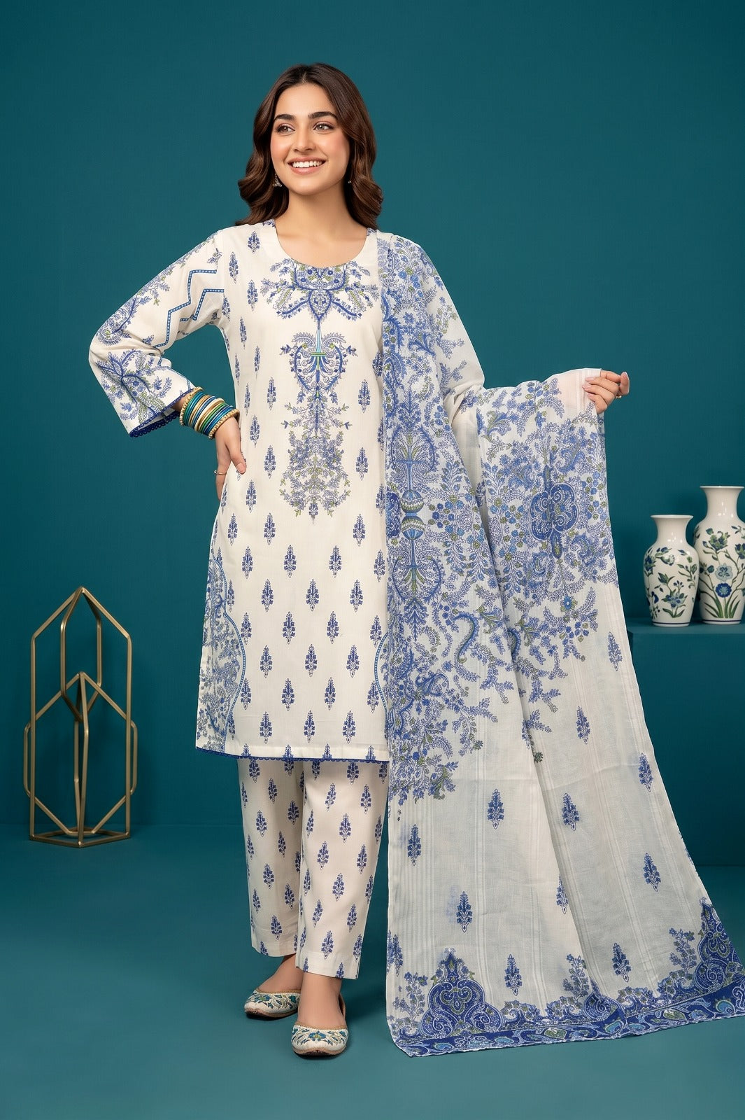 Bin Saeed Inspired Printed Lawn 3-Pcs Stitched Suit