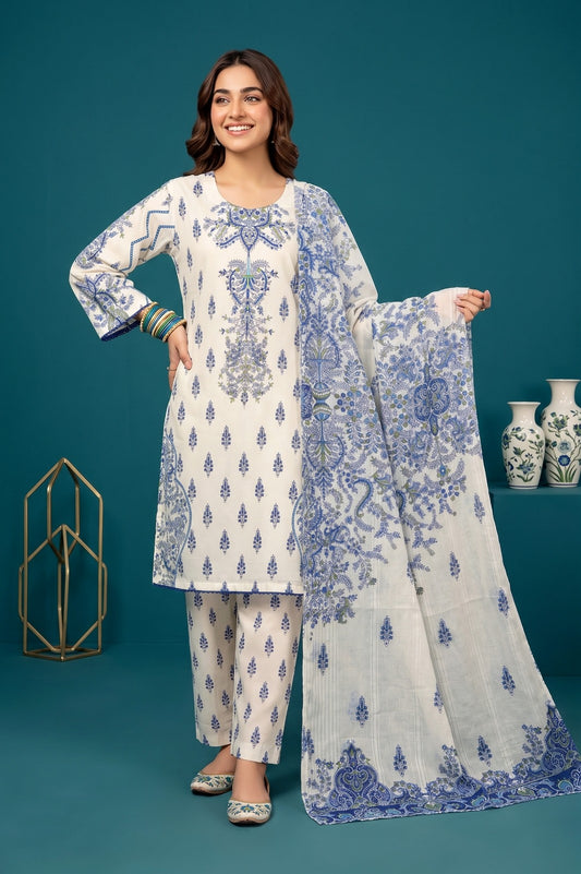 Bin Saeed Inspired Printed Lawn 3-Pcs Stitched Suit