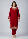 LUXURY MAROON VELVET EMBROIDERED 2-PIECE SUIT – PREMIUM WINTER FESTIVE COLLECTION