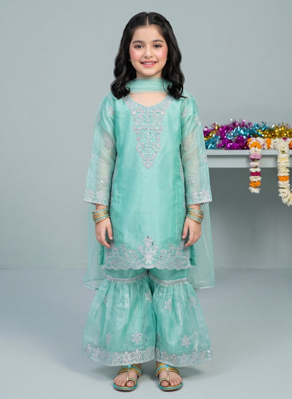 Girls Silk Sharara 3-Piece