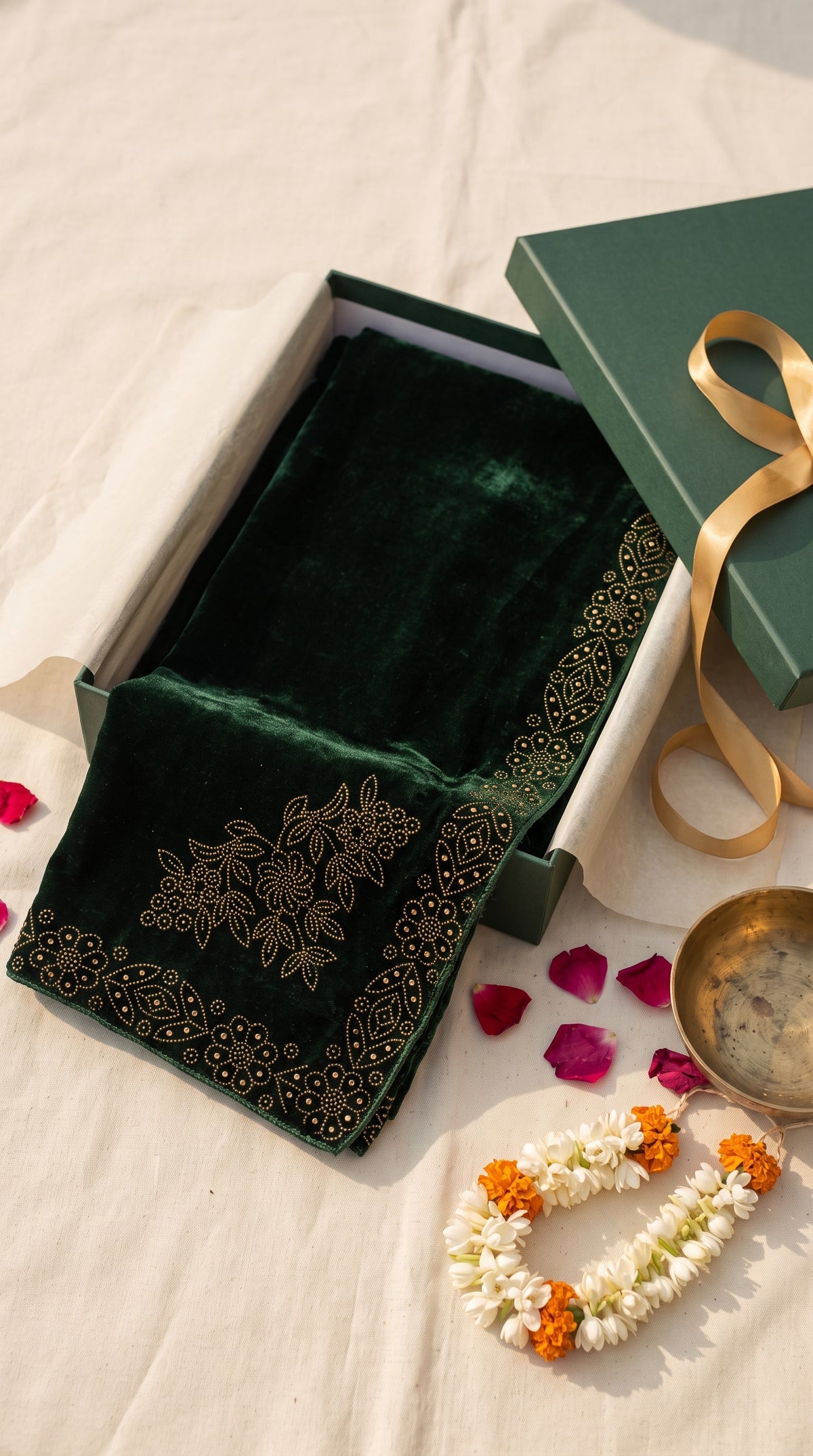 Ladies Golden Stone Work Velvet Shawl