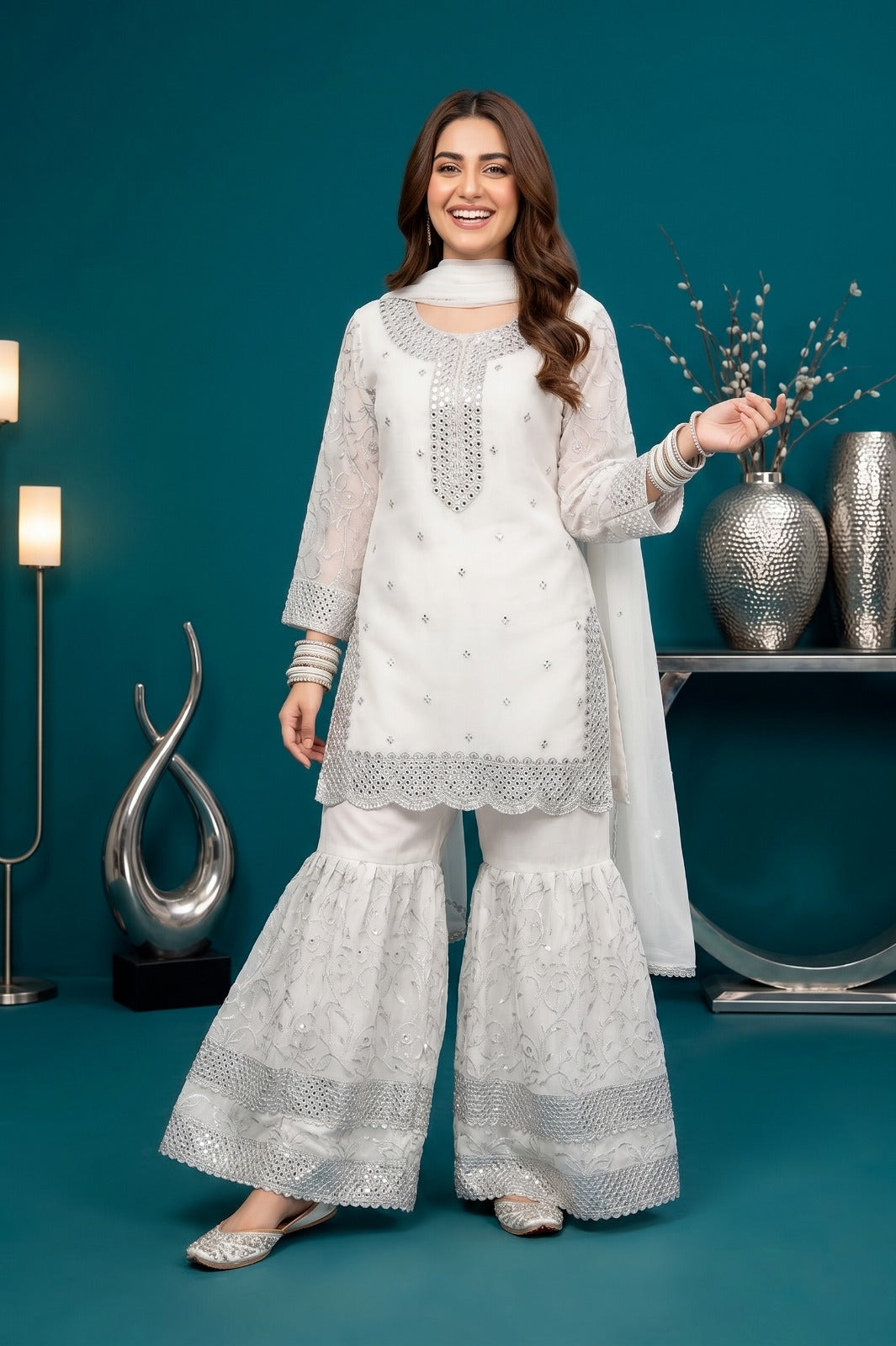 Premium Crinkle Chiffon 3-Pcs Stitched Dress