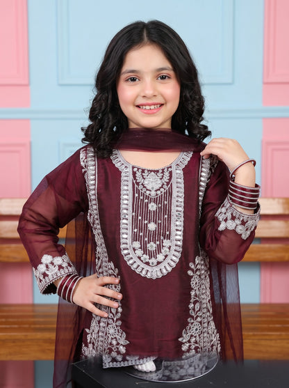Elegant Girls Silk Sharara 3-Piece