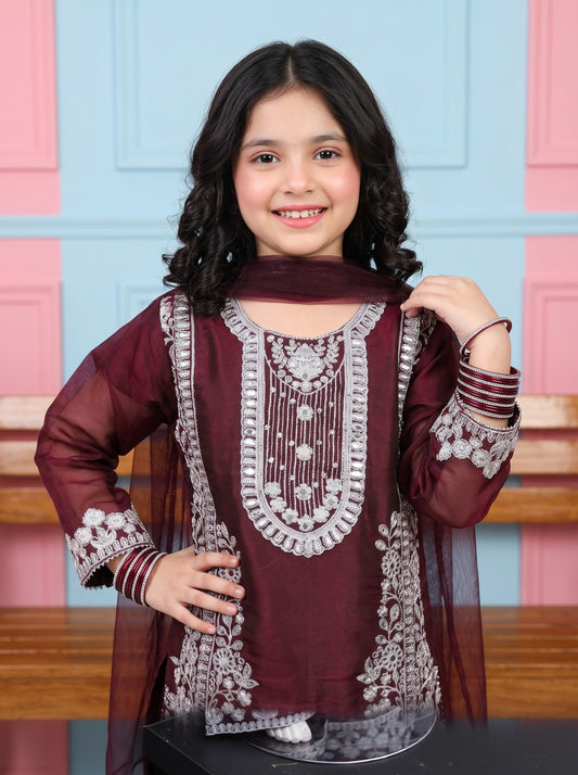 Elegant Girls Silk Sharara 3-Piece
