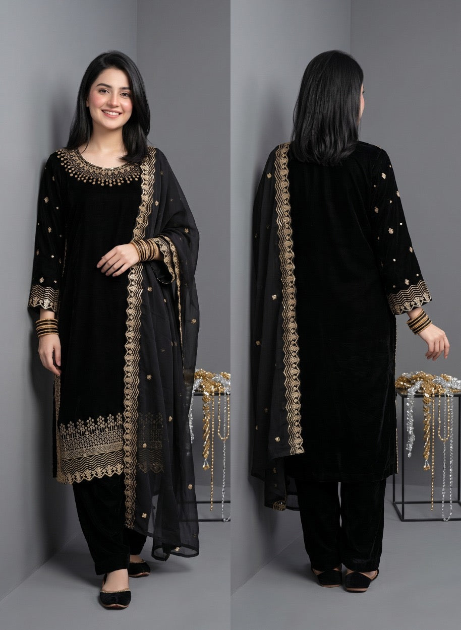Nayab Velvet Embroidered 3-Piece