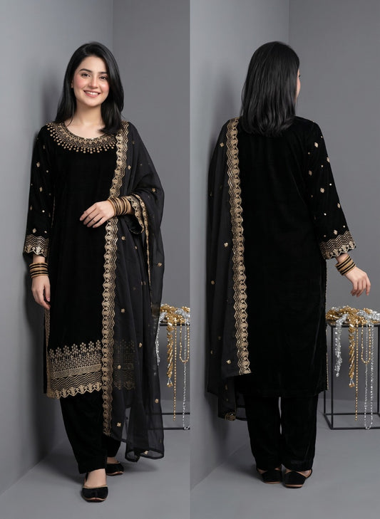 Nayab Velvet Embroidered 3-Piece