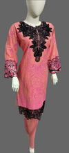 Pink Ladies suit with black Embroidery
