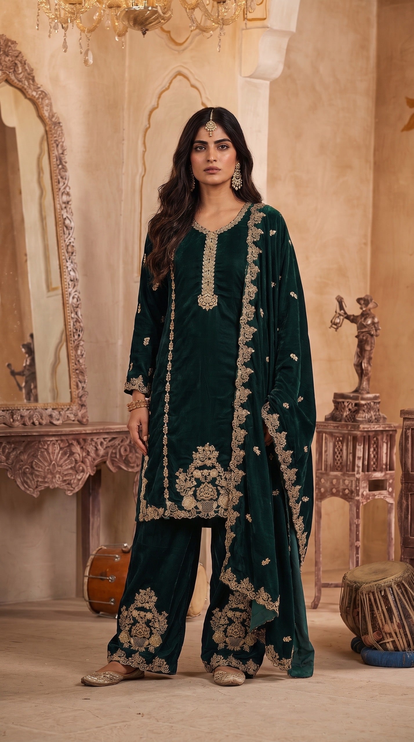✨ ROYAL STITCHED HANDMADE EMBRIODERED VELVET ELEGANCE—PEHNAVAA ✨