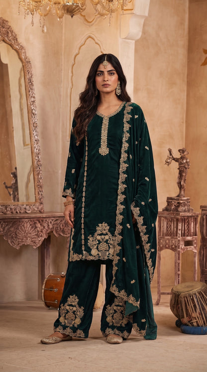 ✨ ROYAL STITCHED HANDMADE EMBRIODERED VELVET ELEGANCE—PEHNAVAA ✨
