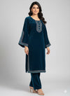 New Pocket style Winter Velvet Embroidered 2-Piece Suits