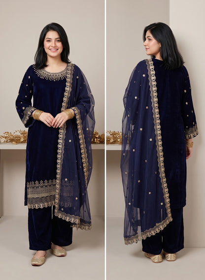 Nayab Velvet Embroidered 3-Piece