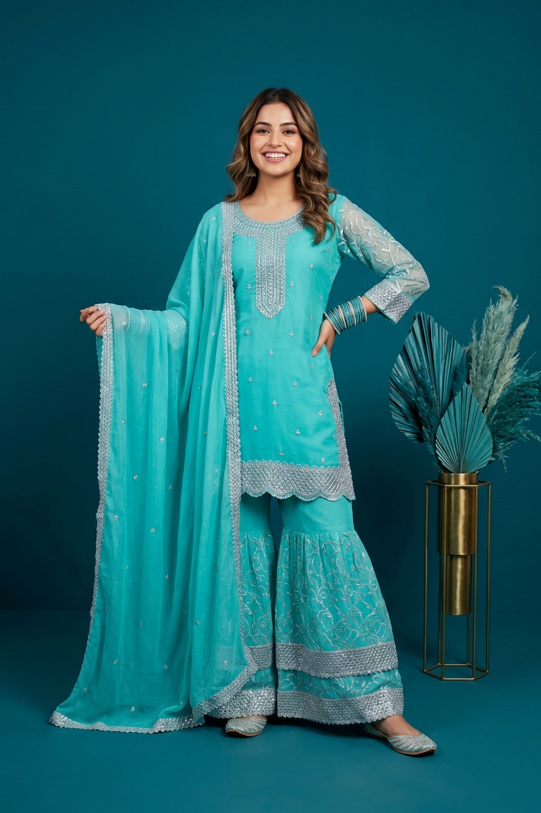 Premium Crinkle Chiffon 3-Pcs Stitched Dress