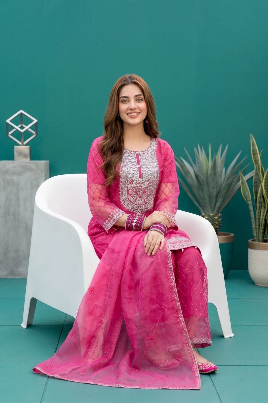 Pehnavaa Premium Embroidered Organza 3PC Stitched Suit for Women