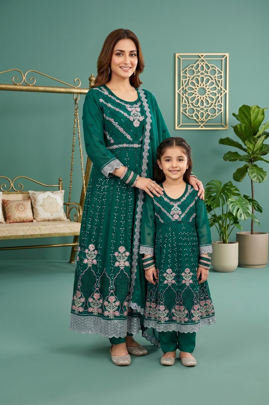 Emaan Adeel Eshaal Chiffon Collection (ESH-09) | Mother-Daughter | Luxury Embroidered Pishwas Maxi | Pehnavaa Store