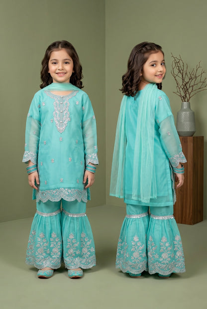 Fancy Girls Silk Sharara 3-Piece