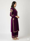 NEW GOLDEN TILLA WORK STITCHED 2PC VELVET DRESS