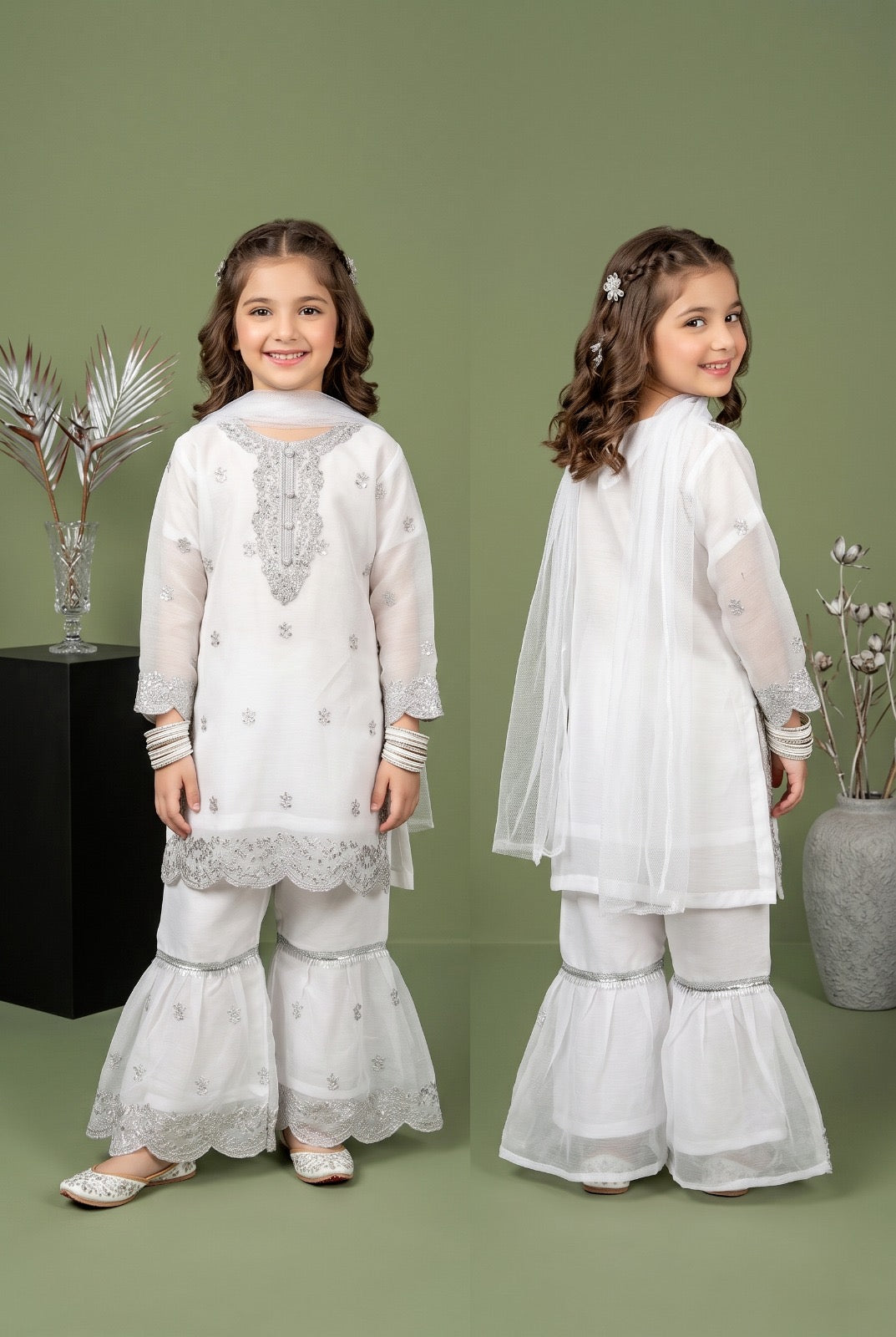 Fancy Girls Silk Sharara 3-Piece