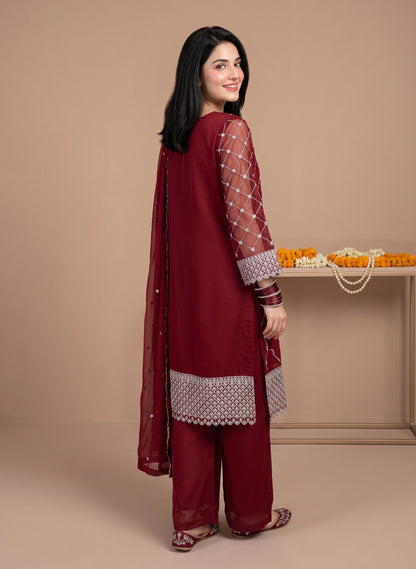 Chiffon Silver Tilla embroidered 3-Pcs
