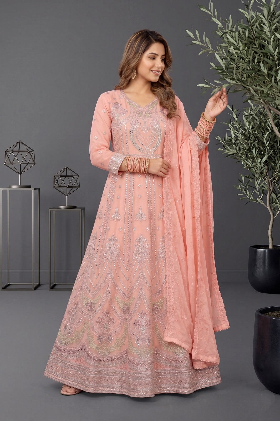 Emaan Adeel Eshaal Chiffon Collection (ESH-08) | Luxury Embroidered Pishwas Maxi | Pehnavaa Store