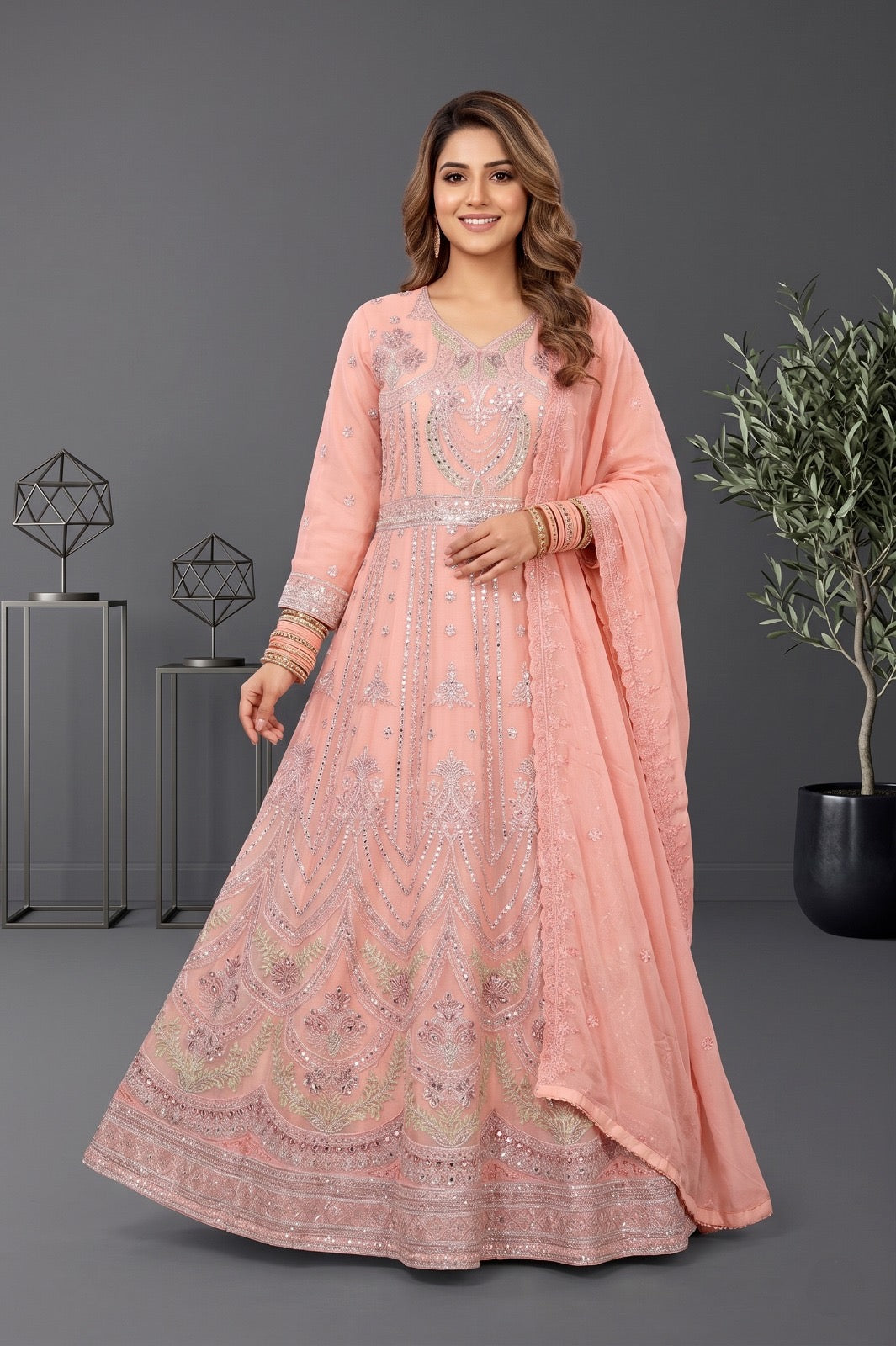 Emaan Adeel Eshaal Chiffon Collection (ESH-08) | Luxury Embroidered Pishwas Maxi | Pehnavaa Store