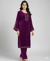 New Pocket style Winter Velvet Embroidered 2-Piece Suits