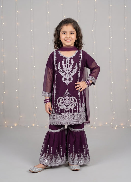 ✨ Elegant Chiffon Embroidered Kids Dress | Perfect for Your Little Princess 👑💖 ✨