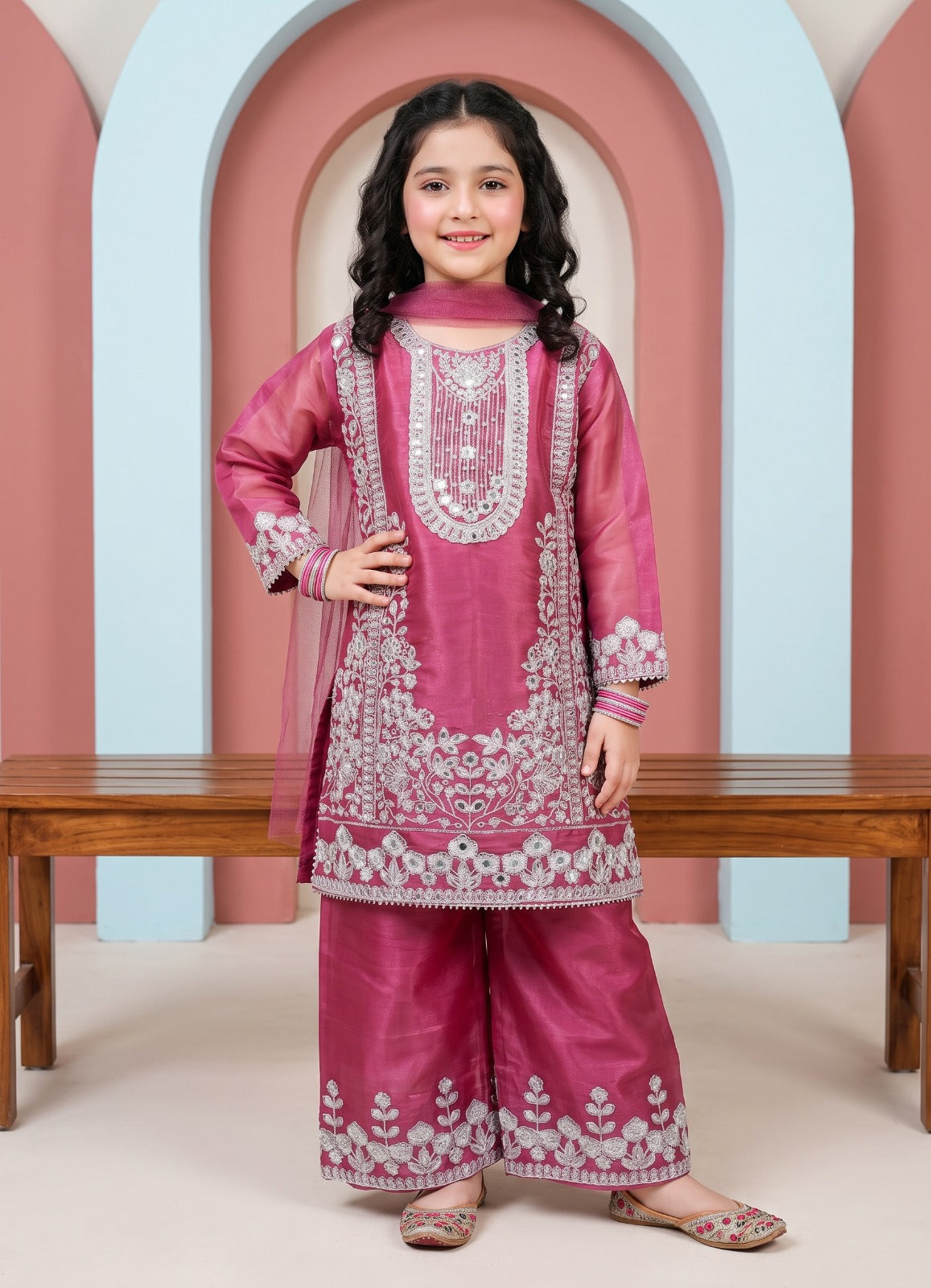 Elegant Girls Silk Sharara 3-Piece