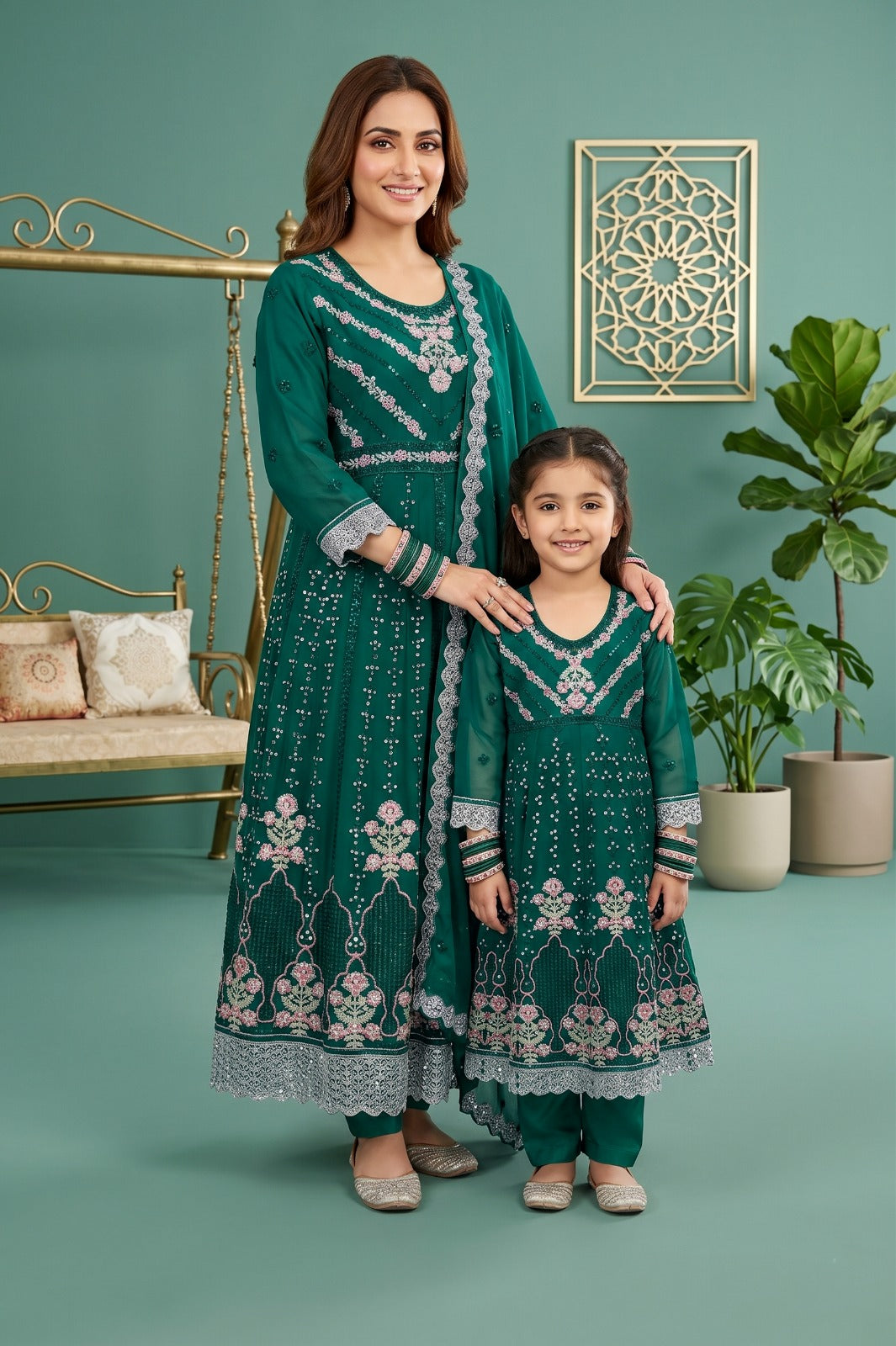 Emaan Adeel Eshaal Chiffon Collection (ESH-09) | Mother-Daughter | Luxury Embroidered Pishwas Maxi | Pehnavaa Store