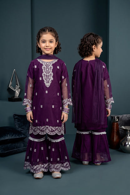 Fancy Girls Silk Sharara 3-Piece