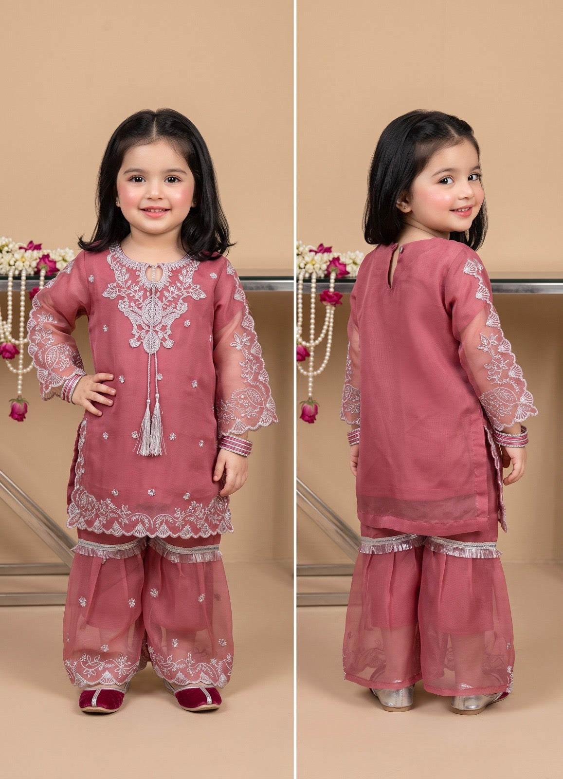Chiffon cutwork Style Suit 3-Pcs