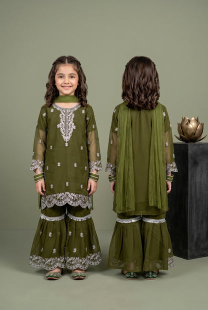 Fancy Girls Silk Sharara 3-Piece