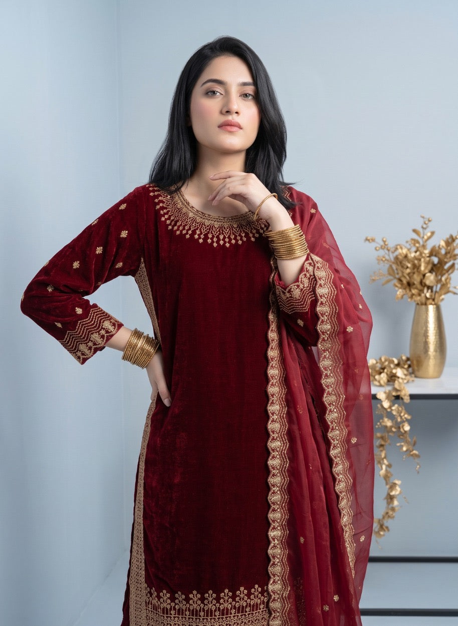 Nayab Velvet Embroidered 3-Piece
