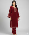 New Pocket style Winter Velvet Embroidered 2-Piece Suits