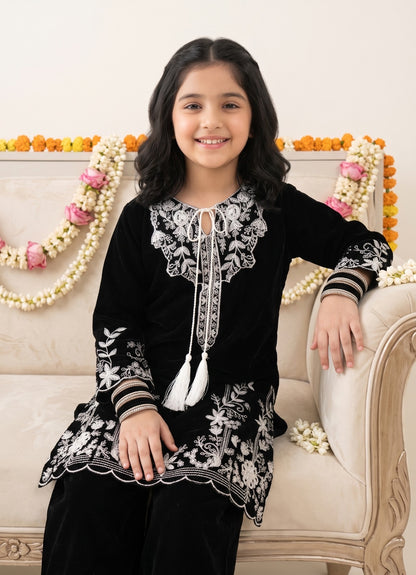 Girls white thread Velvet 2-pcs