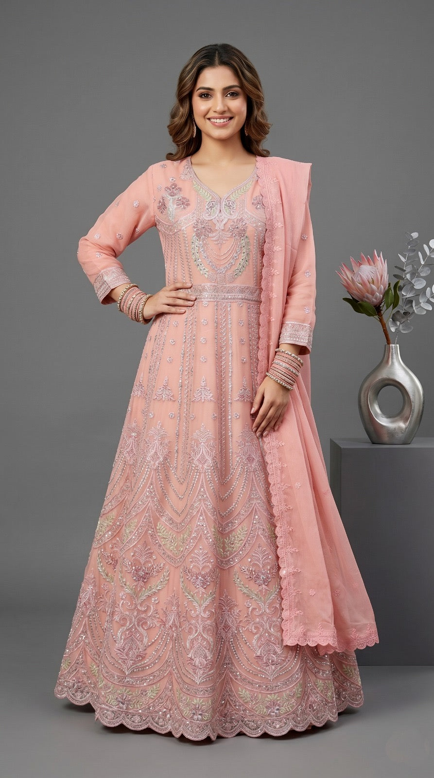 Emaan Adeel Eshaal Chiffon Collection (ESH-08) | Luxury Embroidered Pishwas Maxi | Pehnavaa Store