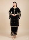 New Stunning bell-bottom styleWinter Stitched Velvet Embroidered 2-Piece Suits