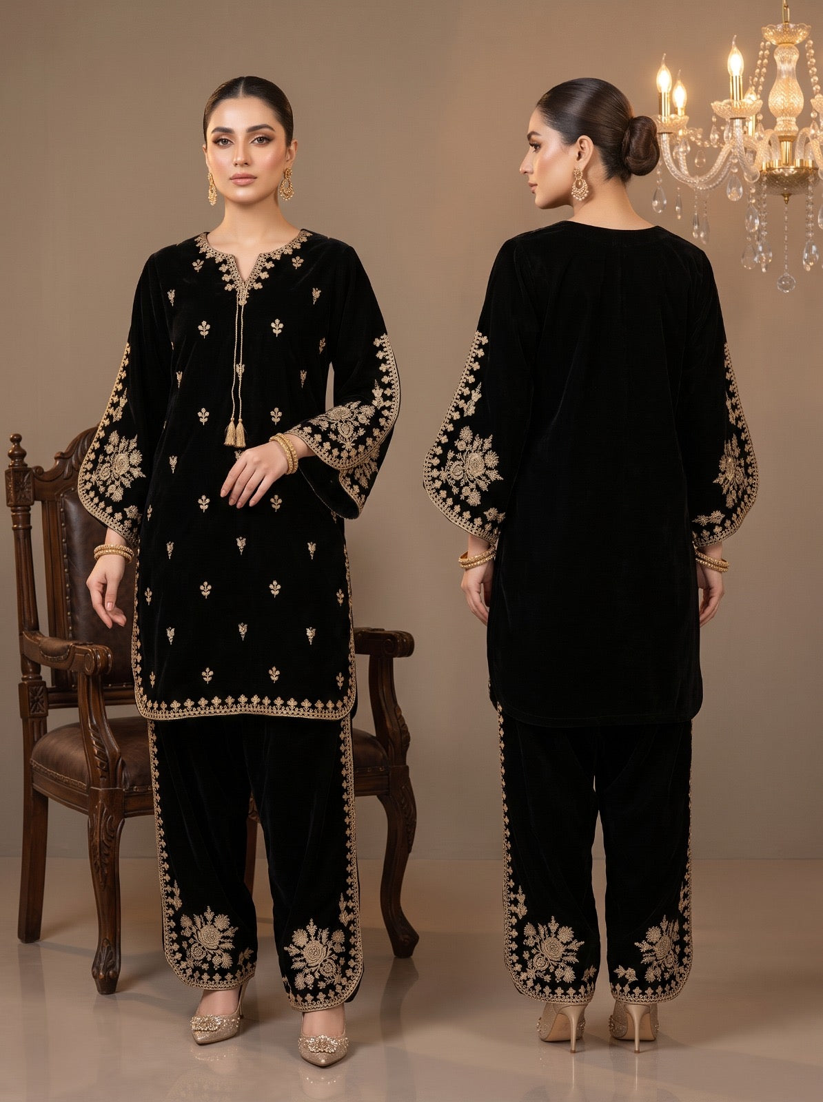 Sahar Velvet Tilla 2-Piece