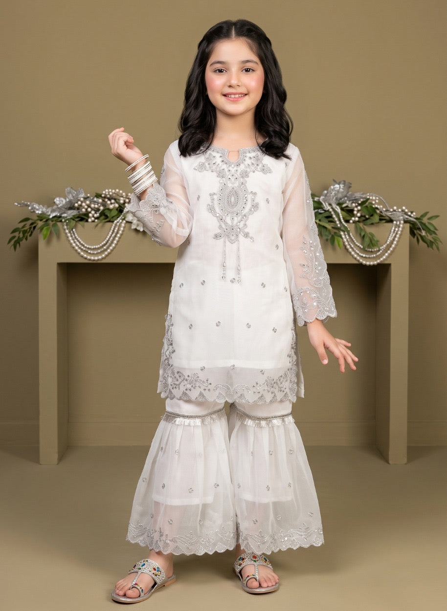 Chiffon cutwork Style Suit 3-Pcs