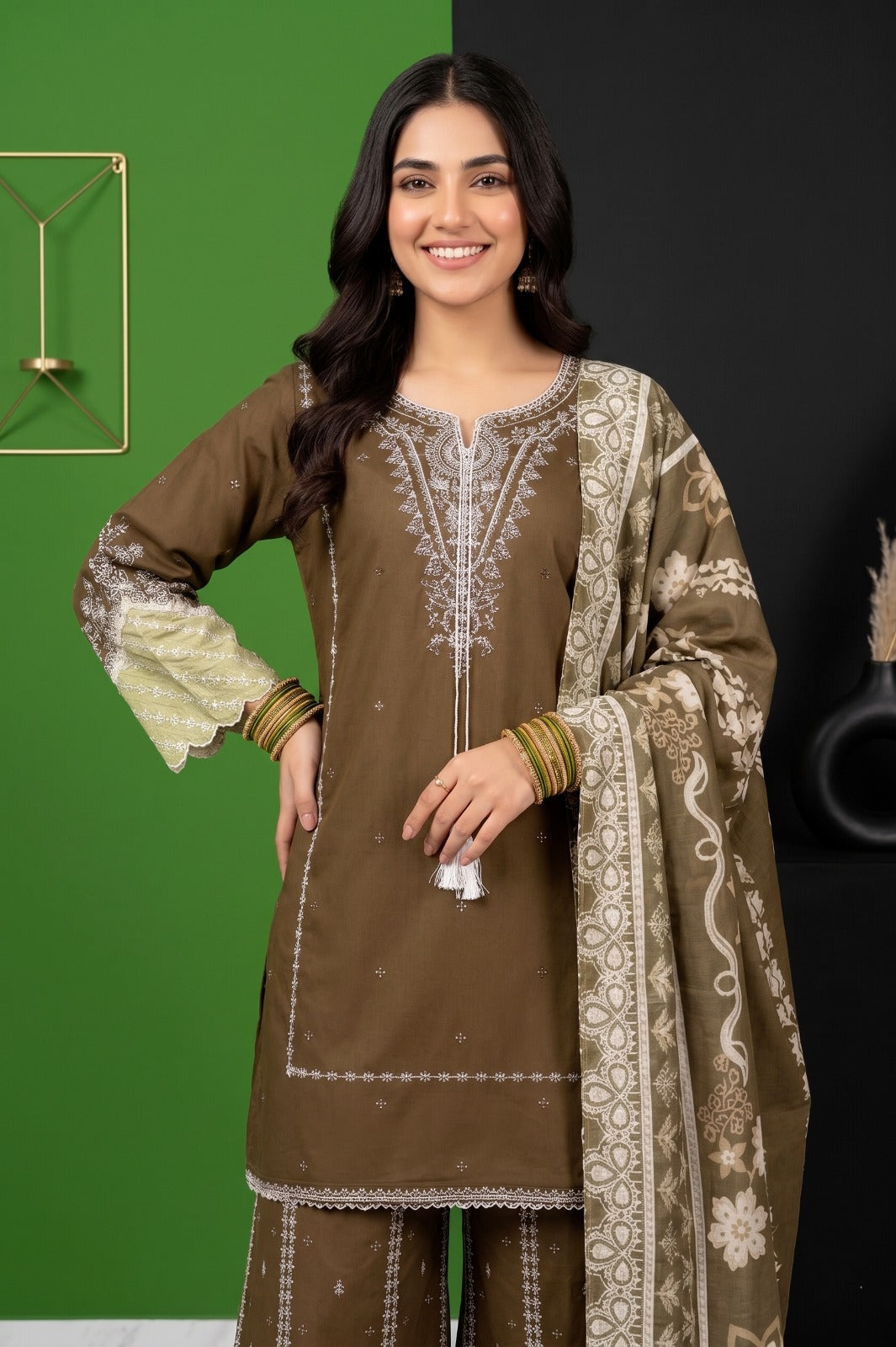 Eid Special Embroidered Collection: 3-Pcs Cotton Suit