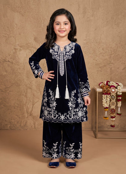 Girls white thread Velvet 2-pcs