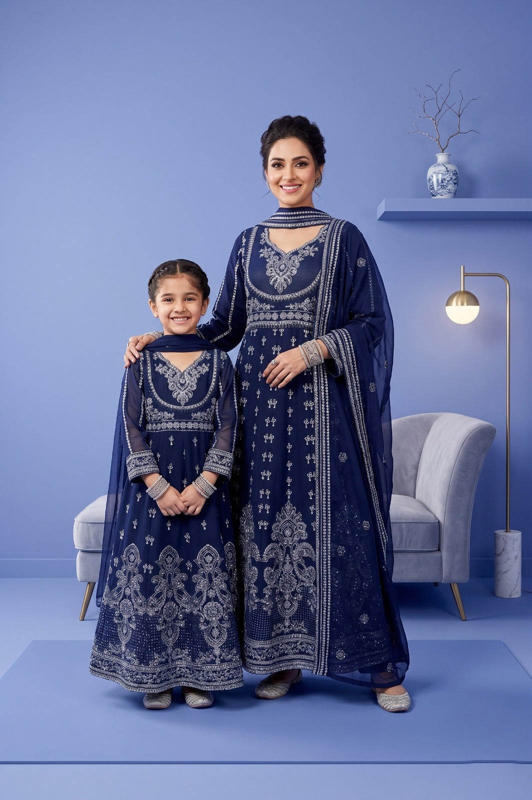 Emaan Adeel Eshaal Chiffon Collection (ESH-10) | Mother-Daughter | Luxury Embroidered Pishwas Maxi | Pehnavaa Store
