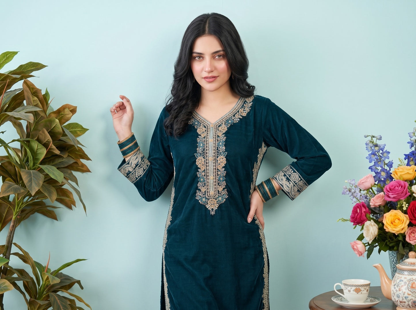 ✨ ROYAL HANDMADE EMBRIODERED VELVET ELEGANCE—PEHNAVAA ✨