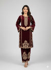 Velvet front back Embroidered 2-Piece Suits